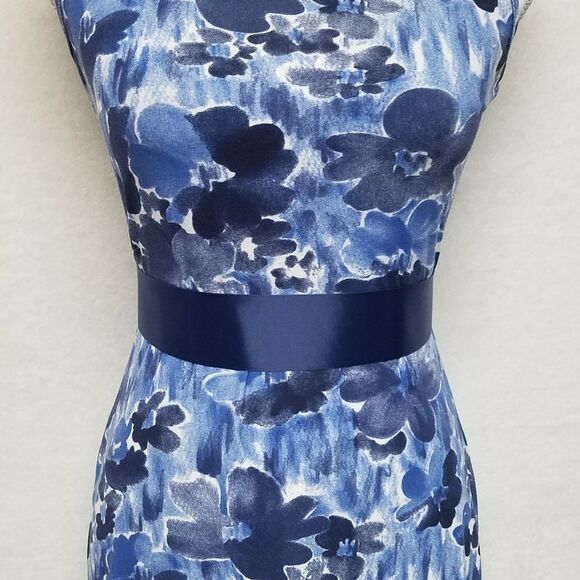 VINTAGE Twisted Paris Blue Floral Sash Maxi Dress - Picture 6 of 16